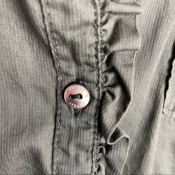 Esprit | Gray Button Down Shirt Ruffles Vintage Medium - Picture 4 of 6